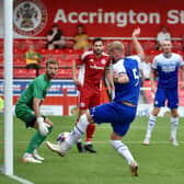 Jack Whatmough hits the bar at Accrington