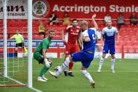 Jack Whatmough hits the bar at Accrington