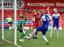 Jack Whatmough hits the bar at Accrington
