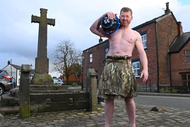 Nigel Brookwell will walk barefoot from Wigan town centre to the stocks in Standish, where he will spend the night
