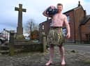 Nigel Brookwell will walk barefoot from Wigan town centre to the stocks in Standish, where he will spend the night