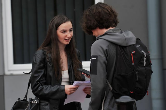 A-Level results 2022 - Students from Winstanley College, Orrell, open their A-Level results.