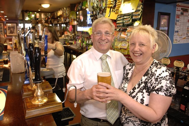 Landlords Dave and Dee Barlow at The Hindley Arms, Market Street, Hindley in 2009