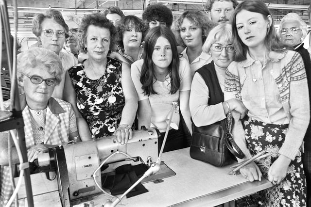 Machinists contemplate their future as the closure of the Eagle Manufacturing Company at Clifton Mills, Poolstock, is announced in July 1978. 