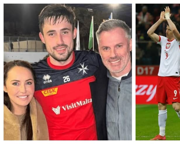 James Carragher was watched on by his family as he won his first two caps for Malta - and he came home with Robert Lewandowski's shirt!