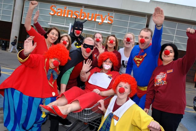 2007 - Staff at Sainsbury's store , Marus Bridge,  raise funds for Comic Relief.