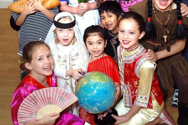 2006 - Woodfield Primary School pupils in costumes from around the world.