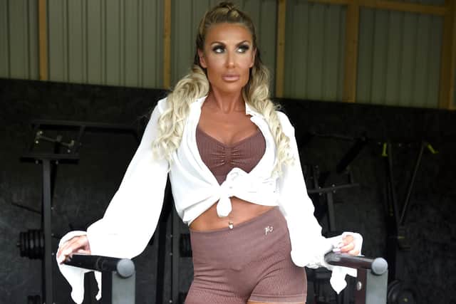 Yvette Geary modelling her own fitness range for women.