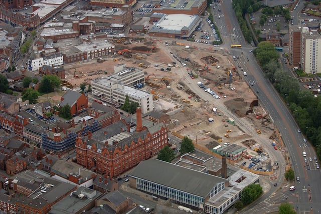 Work taking place on the massive Grand Arcade site behind Wigan Town Hall, Wigan International Pool and Wigan Civic Centre.