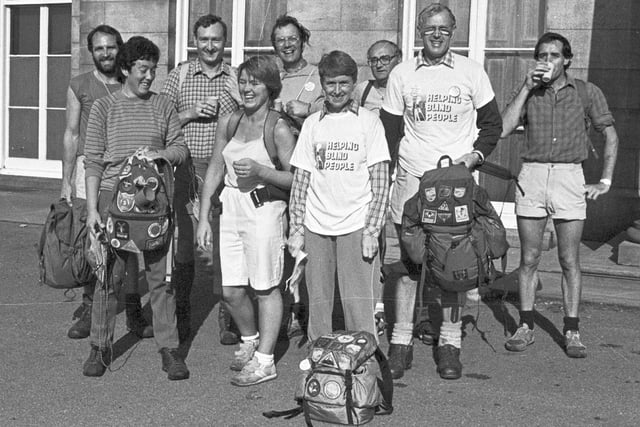 Retro 1986 - Walkers at Haigh Hall take a break from fud raising for the blind.