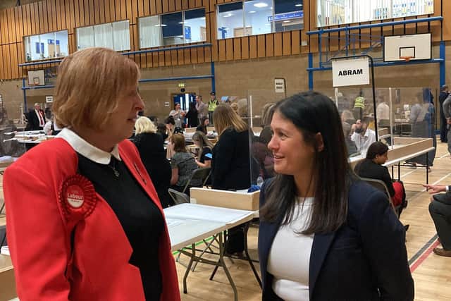 Labour MPs Yvonne Fovargue and Lisa Nandy at the election count