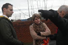 Flooding minister Emma Hardy meets Makerfield MP Josh Simons and representatives of the Environment Agency on Templeton Road, Platt Bridge, which flooded on New Year's Day.