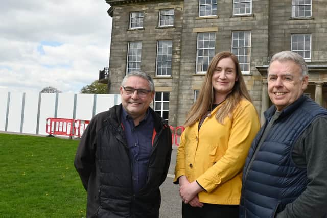 Aspull ward councillors from left, Chris Ready, Laura Flynn and Ron Conway at Haigh Hall as work begins on site.