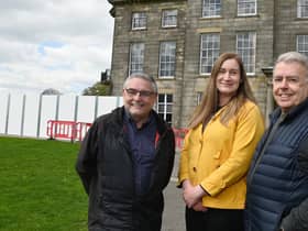 Aspull ward councillors from left, Chris Ready, Laura Flynn and Ron Conway at Haigh Hall as work begins on site.