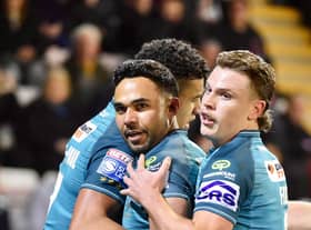 Bevan French celebrates his first half try