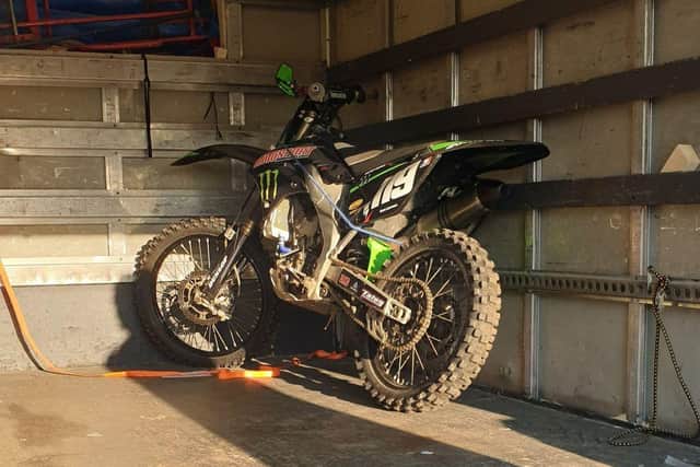 One of the off-road bikes seized by police at Bickershaw