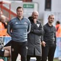 Gary Caldwell and Shaun Maloney look on during one of Latics' two victories at Exeter earlier this season