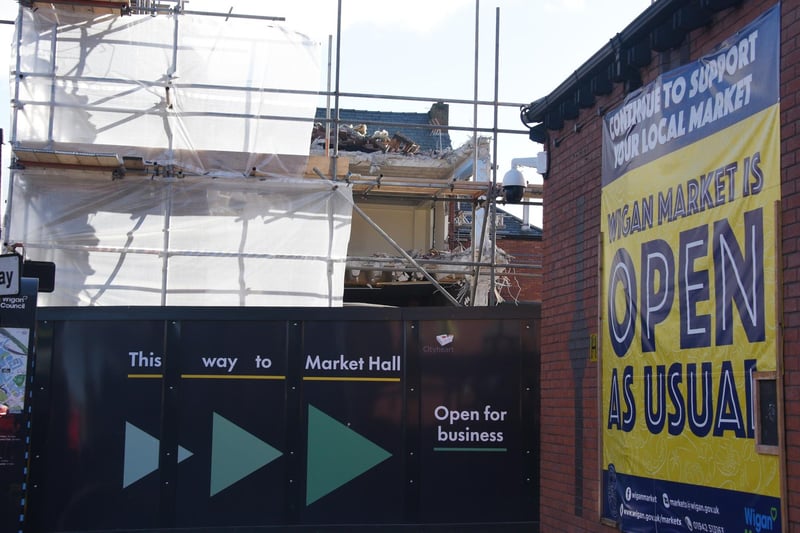 Shoppers are reminded that Wigan Market is still open while the rest of The Galleries is razed