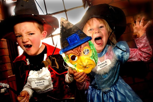 Sam and Olivia Tyrer who ghosted into the Wigan Pier learning centre for a spell. They were enjoying a Witches and Wizards activity day organised by the Wigan Pier learning team where children could make Halloween masks, hats and models and get involved in drama activities and later get to meet live owls.