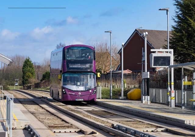 The current vehicles on the Leigh guided busway