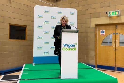 Chief-executive of Wigan Council Alison Mckenzie-Folan read out each result