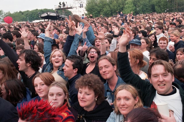 Happy fans at The Verve gig at Haigh Hall in 1998