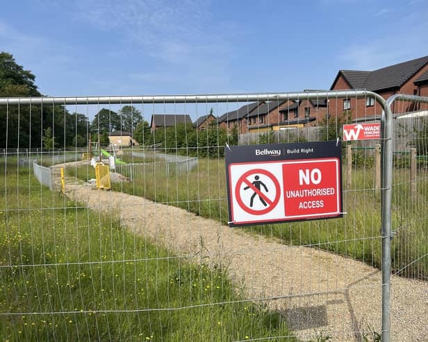 Work on the play area behind Silk Mill Street has been paused
