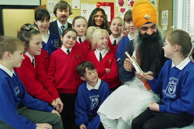 A Sikh visitor to Rose Bridge High School on Tuesday 10th of March 1998.