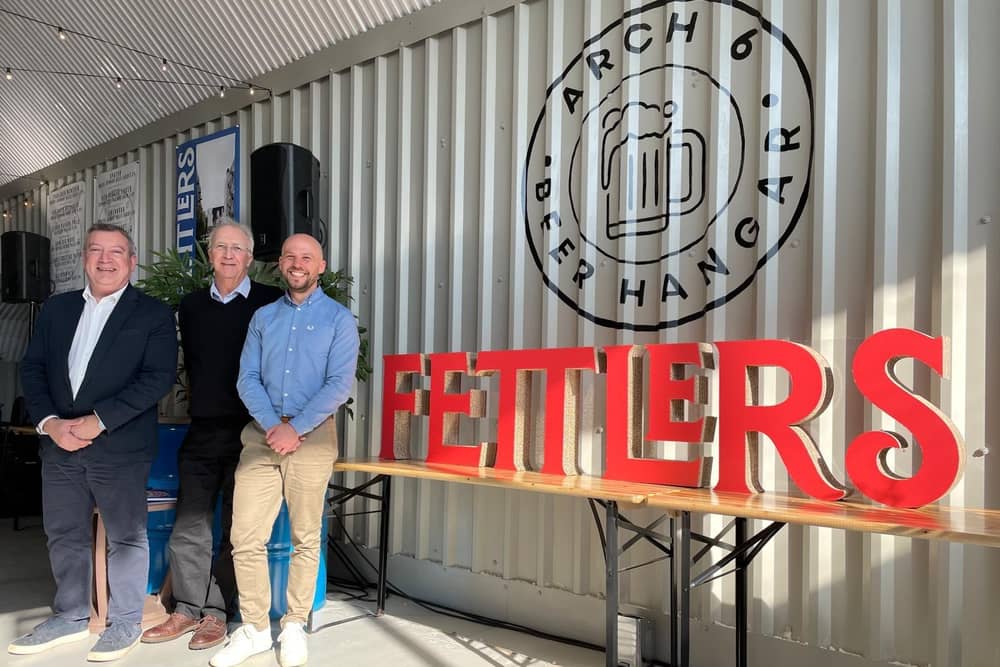 Left to right: Cityheart director Warren Taylor, Wigan Council leader David Molyneux and the local authority's director of place Aidan Thatcher at the launch of the Fettlers brand