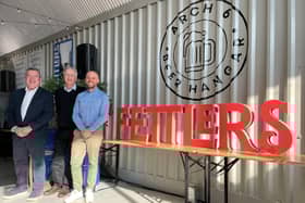 Left to right: Cityheart director Warren Taylor, Wigan Council leader David Molyneux and the local authority's director of place Aidan Thatcher at the launch of the Fettlers brand