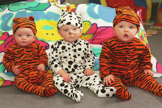 Children and staff at ABC Private Day Nursery, Orrell, turned up in fancy dress in aid of Children In Need.  Left to right are Elliot Morris, 7 months, Jake Brown, 10 months, and Michael Reynold, 7 months.