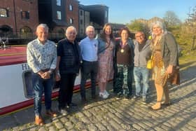 Some of those who joined the boat trip including the Mayor of Wigan herself, Coun Debbie Parkinson, third right
