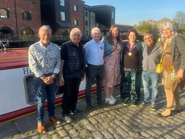 Some of those who joined the boat trip including the Mayor of Wigan herself, Coun Debbie Parkinson, third right