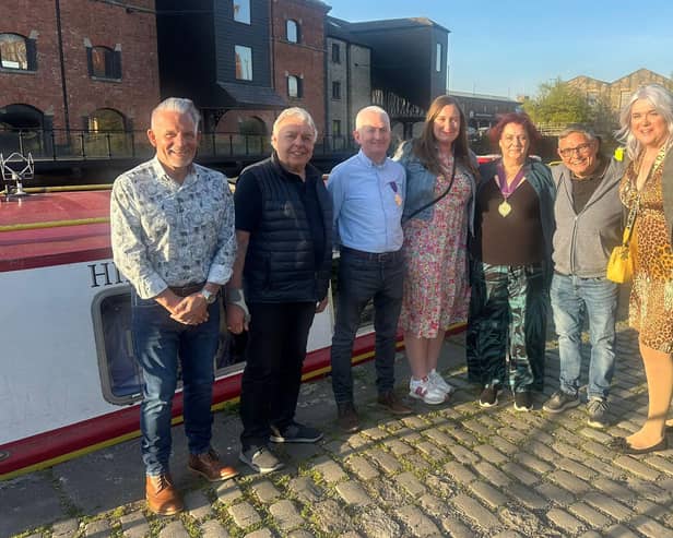 Some of those who joined the boat trip including the Mayor of Wigan herself, Coun Debbie Parkinson, third right