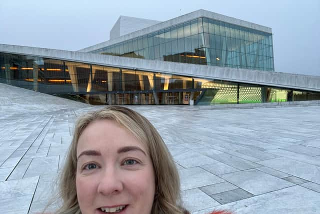 Kerry Devine, principal and founder at Dance Steps ballet school, pictured outside Norway's National Opera House in Oslo