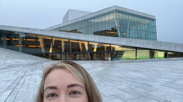 Kerry Devine, principal and founder at Dance Steps ballet school, pictured outside Norway's National Opera House in Oslo