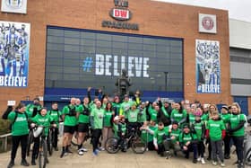 The run and ride began at Wigan's DW Stadium