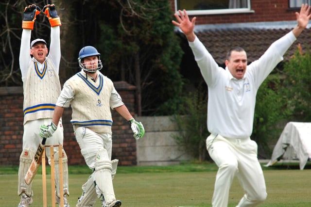 Sean Casham is given out lbw against against Newton le Willows in a Liverpool and District Competition match on Saturday 26th of April 2008.
Newton le Willows won the game.