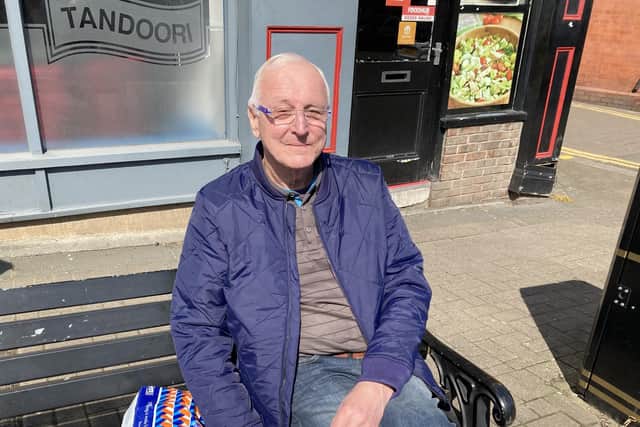 Alan Pilling, 74 in Ashton town centre