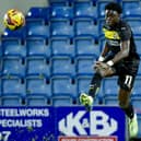Michael Olakigbe in action for Latics at Chesterfield in the Vertu Trophy last month