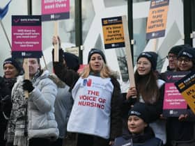 Nurses on the picket line outside Wigan Infirmary