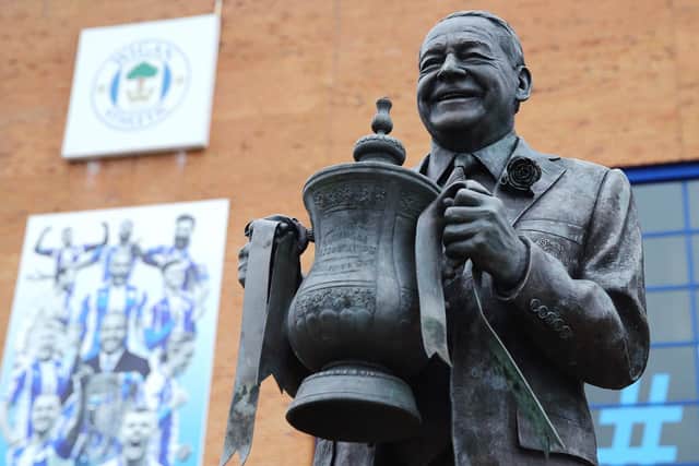 The Dave Whelan statue outside Wigan Athletic's home ground