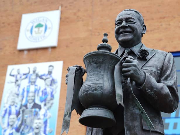 The Dave Whelan statue outside Wigan Athletic's home ground