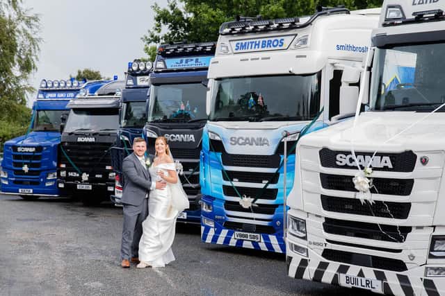 Scott and Lindsey Formby with their smart if unusual escorts. Picture by jrowlands photography