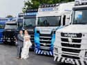 Scott and Lindsey Formby with their smart if unusual escorts. Picture by jrowlands photography