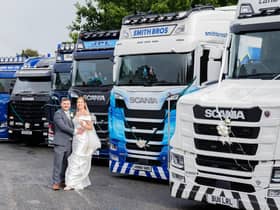 Scott and Lindsey Formby with their smart if unusual escorts. Picture by jrowlands photography