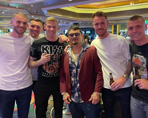 Jack Whatmough, Charlie Wyke, James McClean, Tom Naylor and Max Power with boxing hero Marcos Maidana (Pic: Max Power twitter)