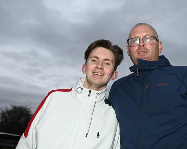 From left: Jacob Jones and uncle Matt Jones are preparing for a charity skydive, to raise funds for Wigan and Leigh Hospice, in memory of Jacob's mum.