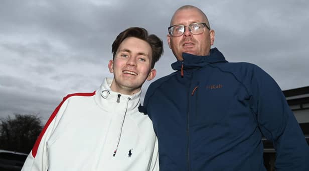From left: Jacob Jones and uncle Matt Jones are preparing for a charity skydive, to raise funds for Wigan and Leigh Hospice, in memory of Jacob's mum.
