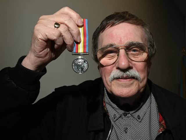 Veteran Alan Evans, 85, with his Nuclear Test Medal